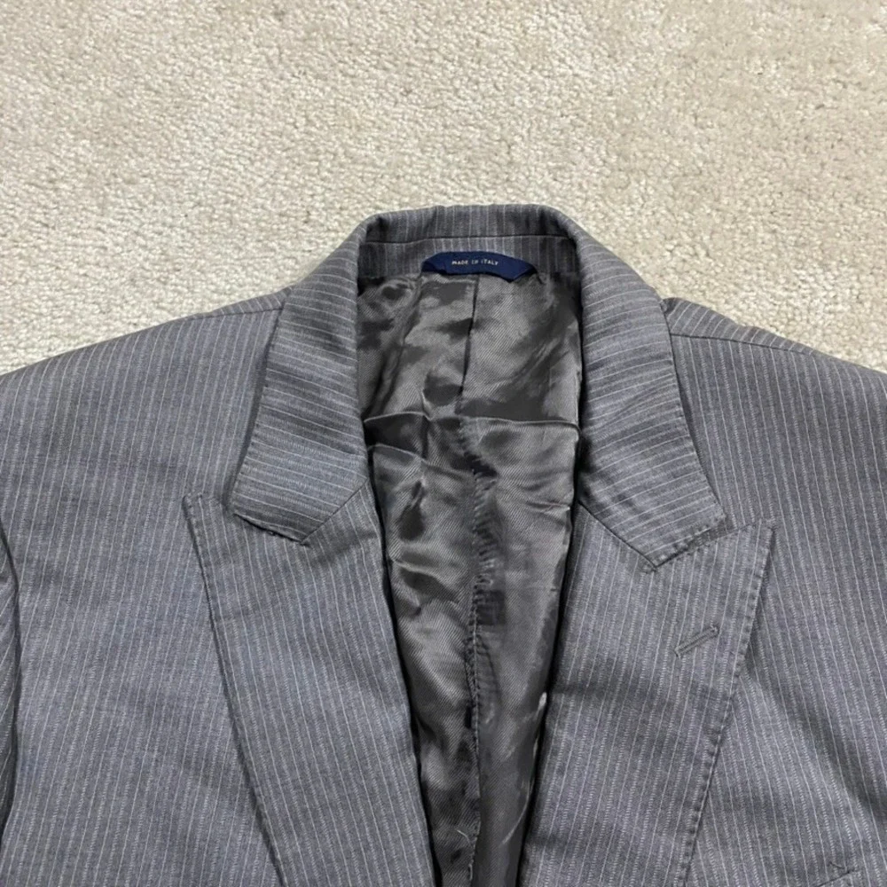 Brooks Brothers 1818 Regent Blazer Mens 45L Grey Pinstripe Wool Made in Italy